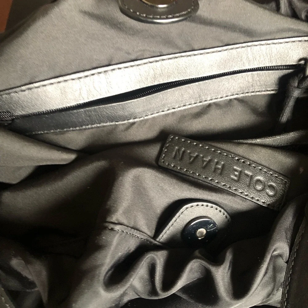 Authentic Cole Haan Black Nylon  drawstring hobo bag - Picture 5 of 12